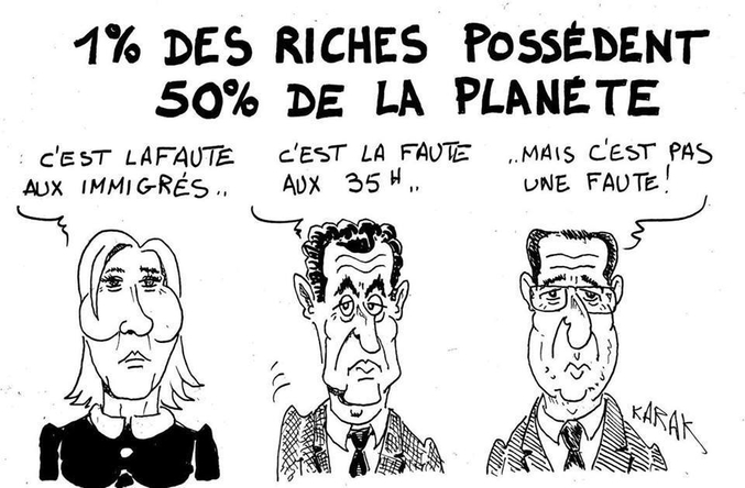 De gauche à droite:
- Marine Le Pen, actuelle présidente du fn
- Nicolas Sarkozy, ancien Président de la République et actuel président des Républicains
- François Hollande, actuel Président de la République (il parait)