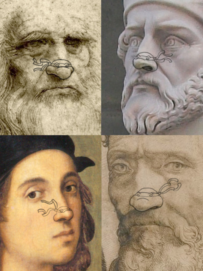 Leonardo, Donatello, Raphaello et Michelangelo.