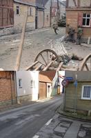 Le même coin de rue en Allemagne au printemps 1945 et de nos jours