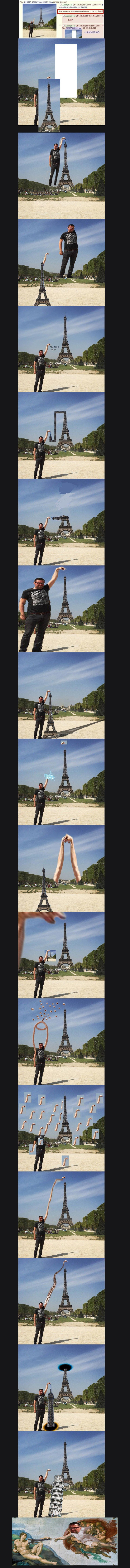 "Quelqu'un peut-il photoshoper la Tour Eiffel sous ma main ?"
