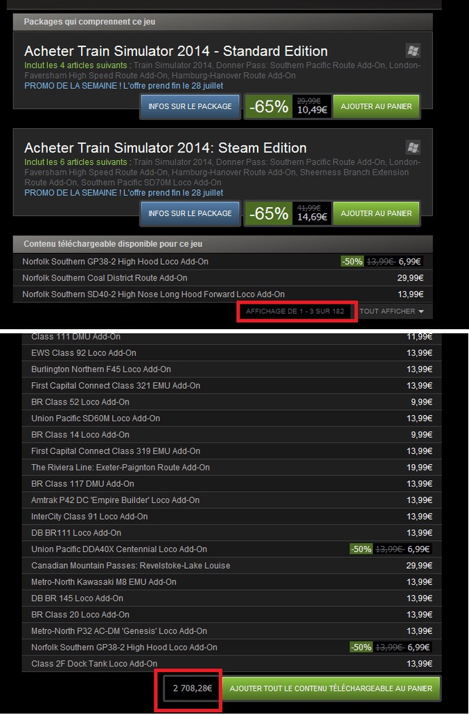 L'ensemble des DLC de Train Simulator 2014 vous couteront plus de 2700€ ( et encore avec les promos )
