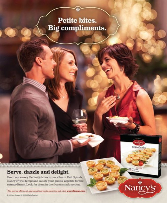 Une publicité Américaine pour des petites quiches à la française. 