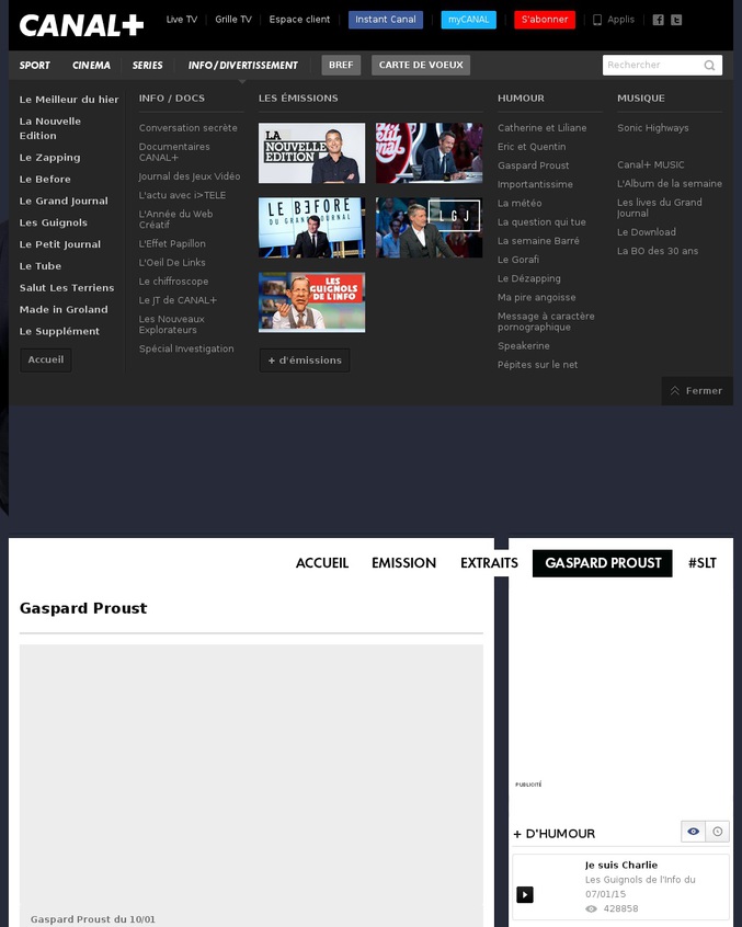 Chronique hebdomadaire de Gaspard Proust dans l’émission de Canal+ "Salut les terriens". LA chronique du samedi 10 janvier 2015 était forcément un hommage aux victimes de l'attentat islamiste du 7 janvier.
