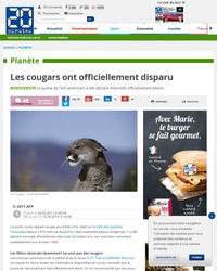 Mars 2011: le cougar américain est une espèce animale officiellement disparue