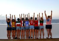 Drapeaux peints sur des filles