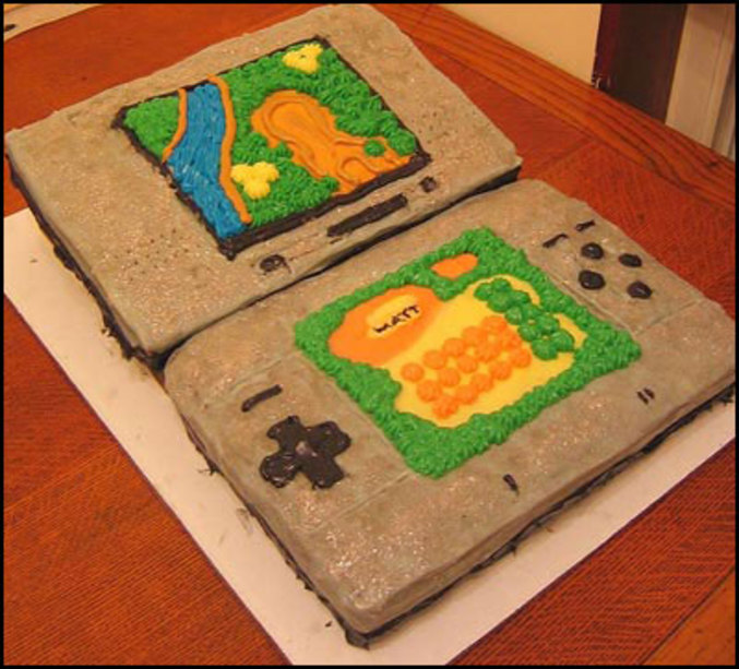 Un gâteau en forme de nintendo DS.