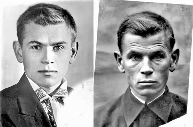 Sur la photo de gauche : le soviétique Eugen Stepanovich Kobytev âgé de 31 ans, le jour où il fut mobilisé sur le front en 1941. Sur la photo de droite : la même personne à son retour de la guerre en 1945.
Diplômé avec les honneurs de l'école d'art de Kiev en 1941 il s'engagea dans l'Armée Rouge la même année. Son régiment participa à une bataille pour défendre la ville de Pripiat. Blessé à la jambe en septembre 1941, il fut envoyé dans un camp de concentration d'où il réussit à s'échapper en 1943 pour rejoindre l'Armée Rouge et participa à plusieurs opérations militaires en Ukraine, Moldavie, Pologne et en Allemagne. Après la guerre il fut fait Héros de l'Union Soviétique mais le haut commandement refusa de lui décerner la médaille de la Victoire sur l'Allemagne car sa carrière militaire avait été entachée par le fait d'avoir été fait prisonnier par l'ennemi.

Source : https://rarehistoricalphotos.com/evgeny-stepanovich-kobytev-1941-1945/