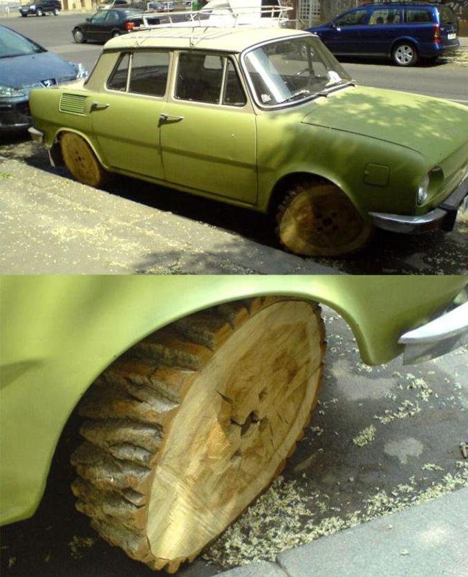 Des roues increvables en rondins de bois
