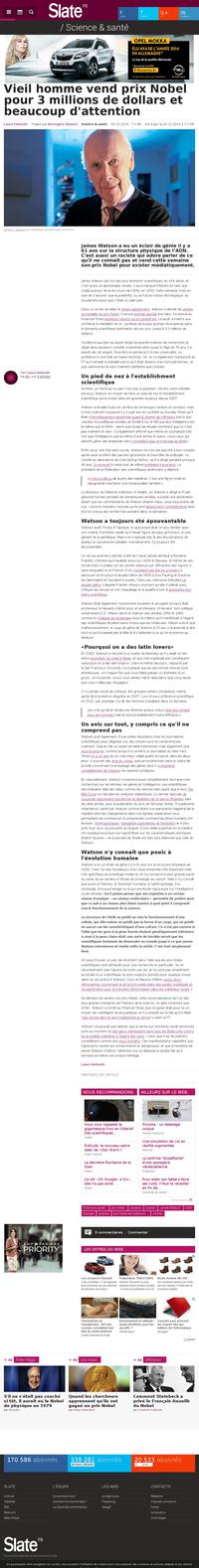 James Watson est un des découvreurs de l'ADN...