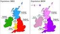 Population des îles britanniques sur près d'un siècle