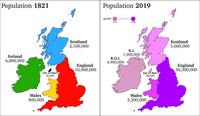 Population des îles britanniques sur près d'un siècle
