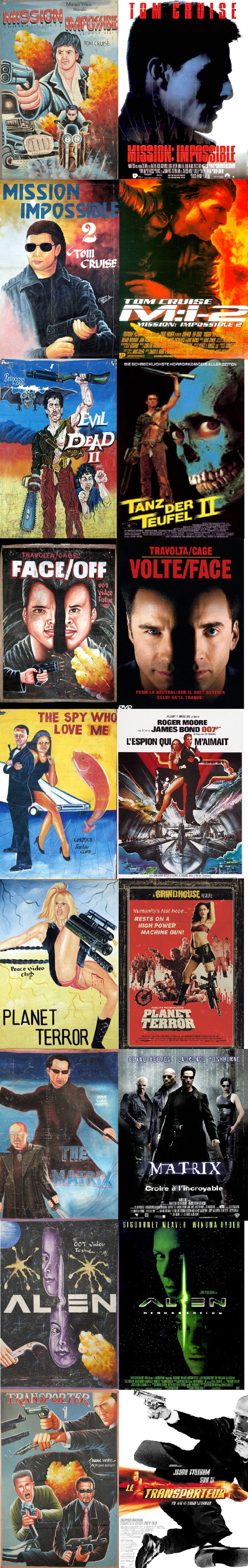 La ghanaisation des affiches de cinéma.

Robert Rodriguez n'aurait sûrement pas renié Planet terror pour le reste...Beaucoup de questions (mais d'où vient ce poisson pour le James Bond?)