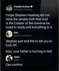 Un fondamentaliste rencontrant Dieu et Satan