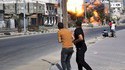 Un missile qui tombe sur Gaza