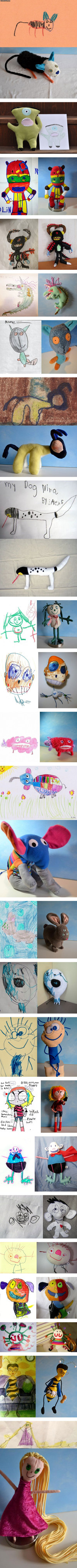 Des peluches de dessins d'enfants 