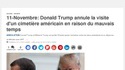 Donald Trump annule une visite au cimetière militaire américain à cause de la pluie