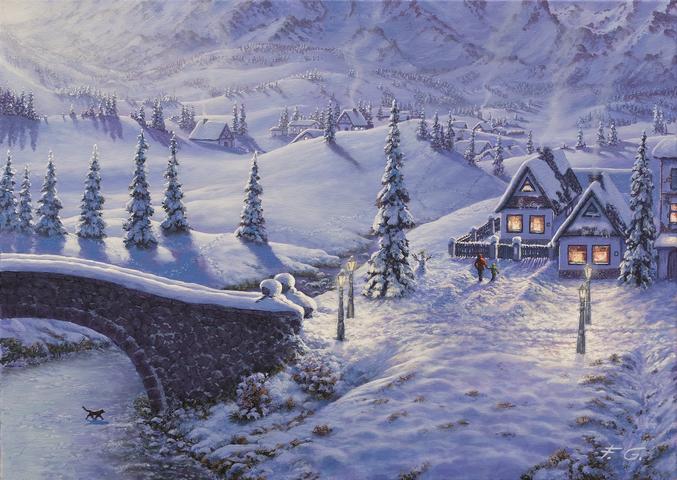 enfin... pour ceux qui auront des bougies. "Winter evening in the settlement" par Fel-X.