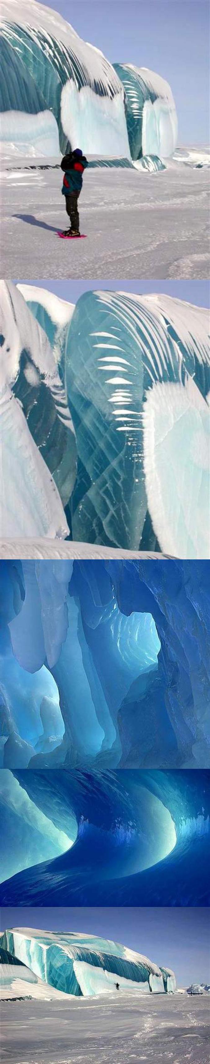 La banquise sculptée par l'érosion de l'eau et du vent.