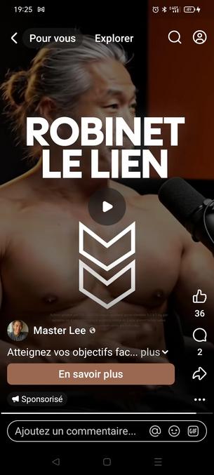 Pub sur Insta d'un gars tout musclé qui te promet, si tu as plus de 50 ans, de lui ressembler en quelques cours de Tai Chi.
Sauras-tu retrouver la phrase originelle avant sa traduction automatique ?