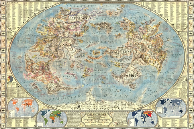 Une carte d'Internet version old school réalisée par Jay Simons.
Le premier qui trouve LeLomBriK gagne... Un lombric.

http://jaysimons.deviantart.com/art/Map-of-the-Internet-1-0-427143215