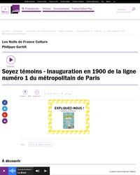Inauguration en 1900 de la ligne numéro 1 du métropolitain de Paris