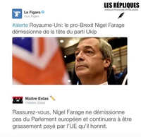 Farage démissionne de l'Ukip, estimant avoir atteint son "objectif"