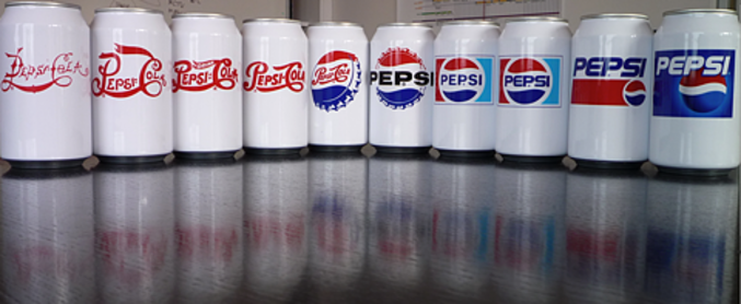 L'évolution des canettes de Pepsi.