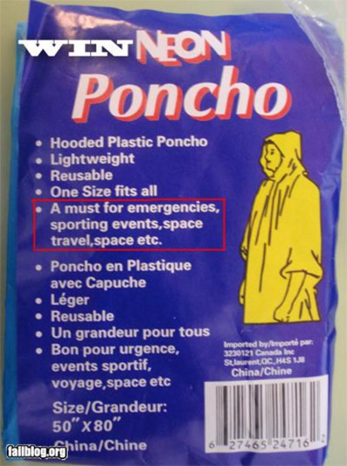 Si vous envisagez un voyage dans l'espace, n'oubliez surtout pas votre poncho !