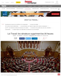 Loi Travail: les sénateurs suppriment les 35 heures