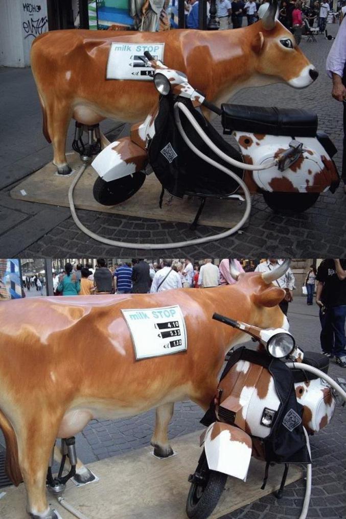 Une pompe à essence en forme de vache