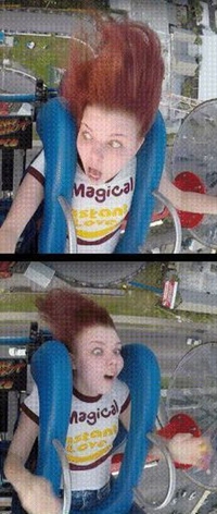 Fillette paniquée (...mais presque !) dans une attraction foraine