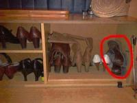 La place de Monsieur dans le casier à chaussures du ménage