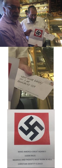 A l'instar de cette boulangerie new-yorkaise, ils ont été des centaines à recevoir ce tract écoeurant