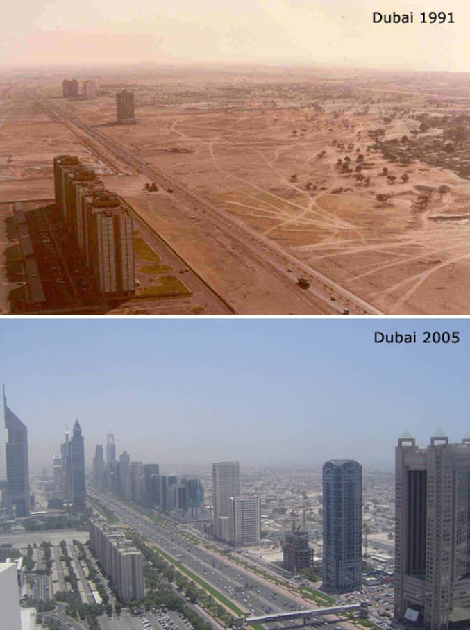 Dubaï en 1991 et en 2006 une expansion impressionnante