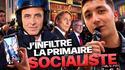 Individu qui s'incruste parmis des journalistes, campagne politique du PS 2026