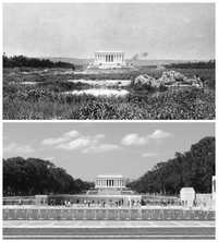 Washington DC : Le Lincoln Memorial en 1917 et aujourd'hui.