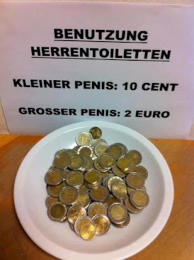 10 centimes pour les petits sexes et 2euros pour les gros.