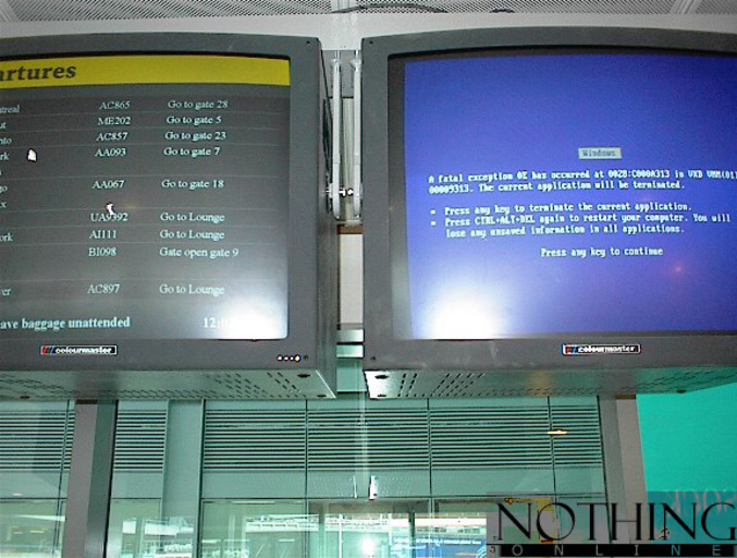 Crash d'une systeme windows dans un aeroport