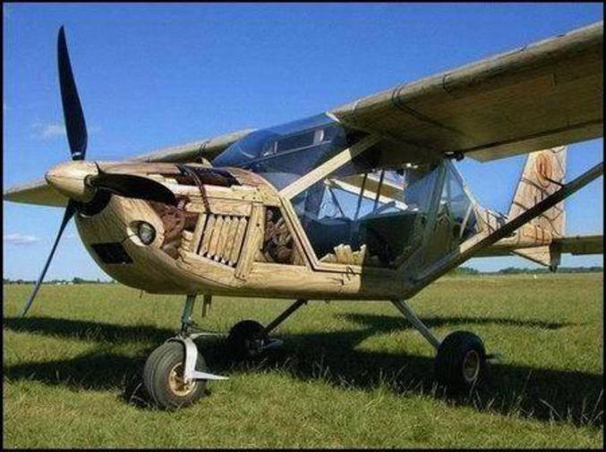 Un avion en bois.