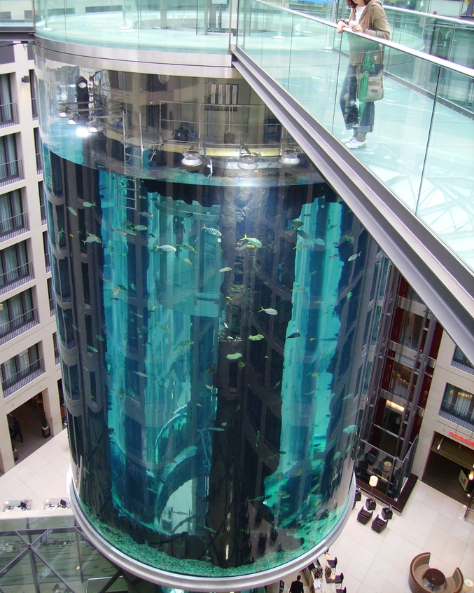 Il s'agit du plus grand aquarium du monde intégré à un hôtel et incluant un récif de corail. Constitué d'un gigantesque cylindre de cristal transparent de 25 mètres de haut, il domine de son imposant volume tout l'intérieur de l'immeuble et abrite 2500 poissons tropicaux qui nagent dans un million de litres d'eau salée. Il est possible d'accéder à la partie supérieure grâce à un ascenseur installé au centre du cylindre.