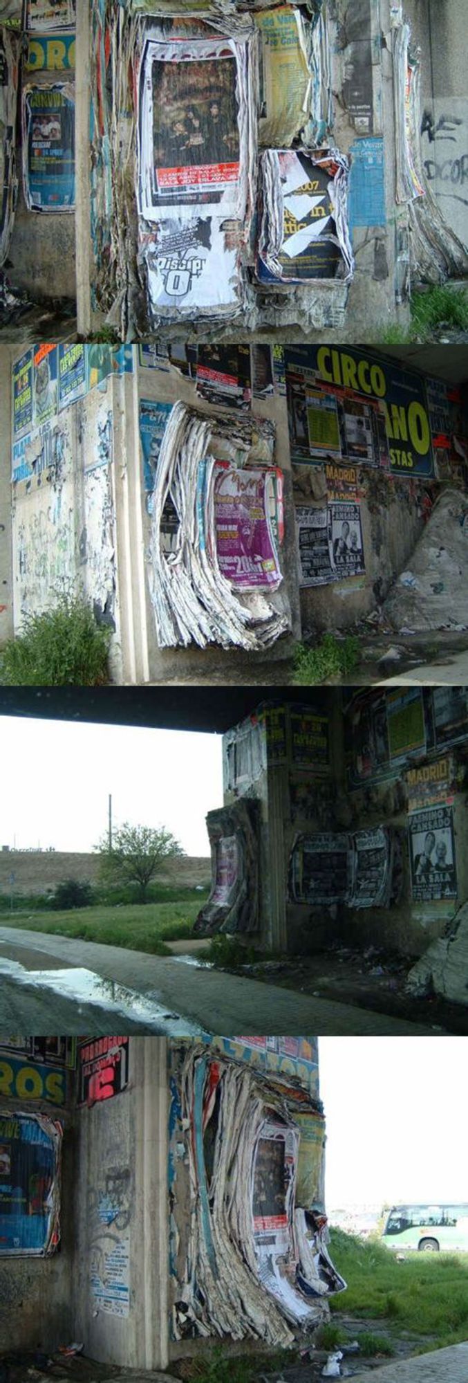 Un mur qui a supporté un bon nombre d'affiches.