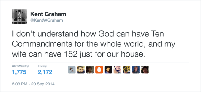 Alors que ma femme en a déjà 152 rien que pour la maison

un tweet de Kent graham
https://twitter.com/kentwgraham?lang=fr