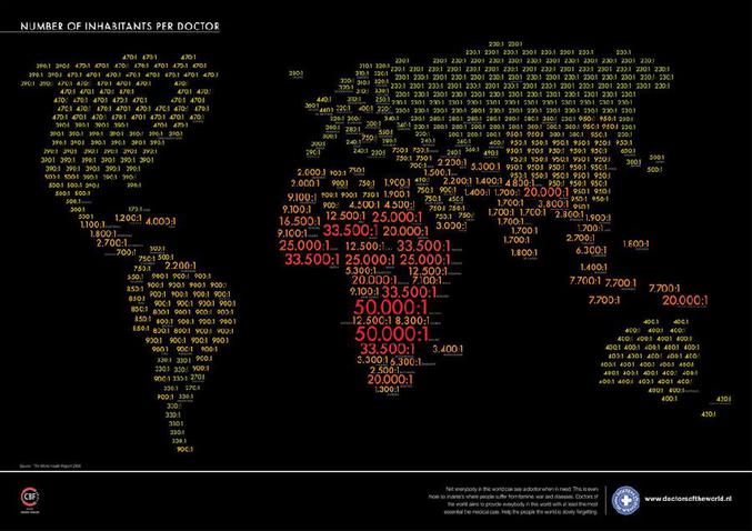 Un schéma représentatif du nombre d'habitants du monde, pour un docteur.