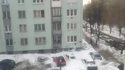 Chute de neige sur un parking