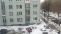 Chute de neige sur un parking