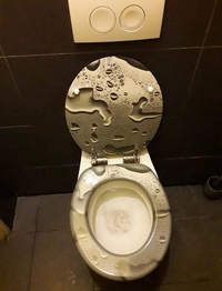 Une déco très discutable pour une lunette de WC et son abattant.